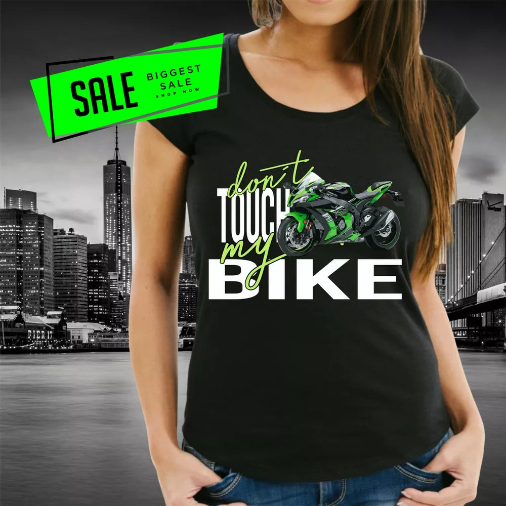SALE Bike sortler Kawa Green Don &#039;t touch Ladies T-Shirt Motorbike Motif Black L
