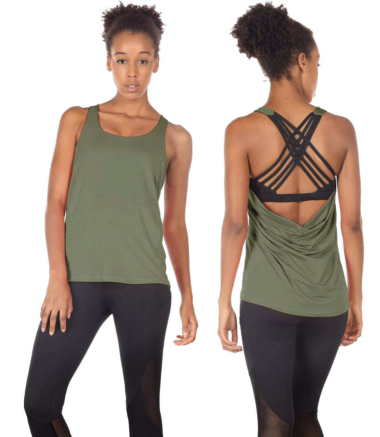 Women Yoga Sports Tops Bra Vest Outfit - Workouts Clothes Activewear Built in Tank Quick Dry Slim Fit