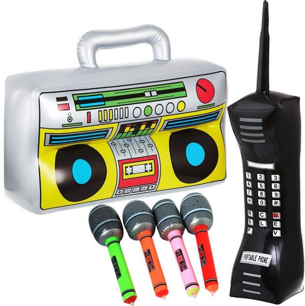 Party Decoration Inflatable Foil Balloons Phone Microphones Boom Box Radio for Themed Supplies Rappers Hip Hop B-Boys Costume Accessory