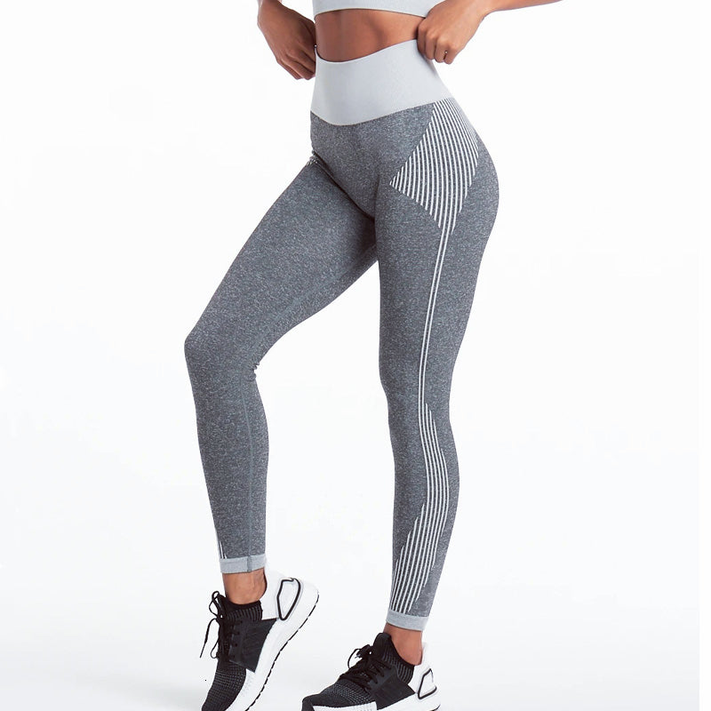 Women&#039;s Pants & Capris Seamless Gym Leggings Women High Waist Fitness Sports Pant Push Up Sportswear Stripes Leggins Mujer Workout