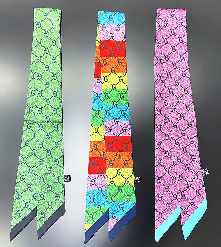 Female Silk Neck Scarf Chain Hair Tie Scarves Foulards Head Band Shawls and Wraps Neckerchief Bandanas 88x5cm4114665