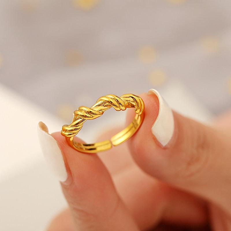 Wedding Rings 2021 Vintage Punk Chain Twined Golden Ring For Women Creative Design Engagement Party Fashion Jewelry Girl Gift