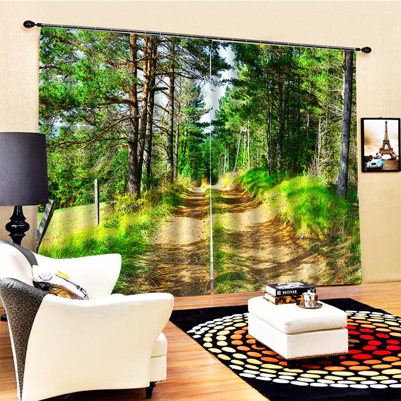 Photo green forest curtain Customized 3D Blackout Curtains Living Room Bedroom Hotel Window