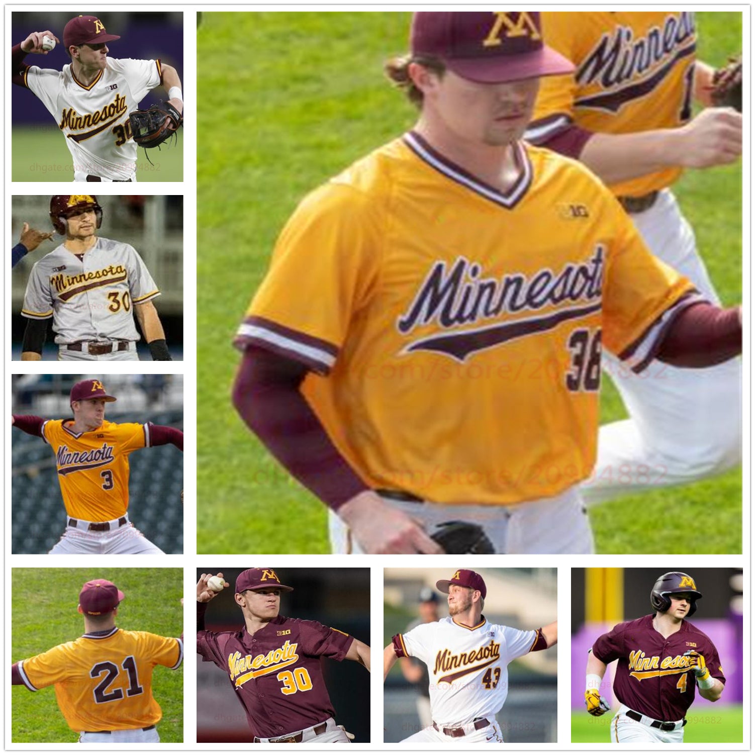 Minnesota Golden Gophers Baseball Jack Wassel winfield Drew Stahl Andrew Wilhite Ronald Sweeny Custom Any Name Number Men Youth Kid Jersey