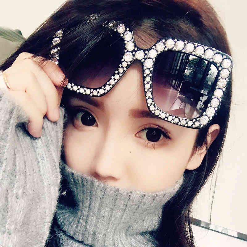 Luxury designer Sunglasses Shining Diamond Women Brand Design Flash Square Shades Female Mirror Sun Glasses Oculos Lunette