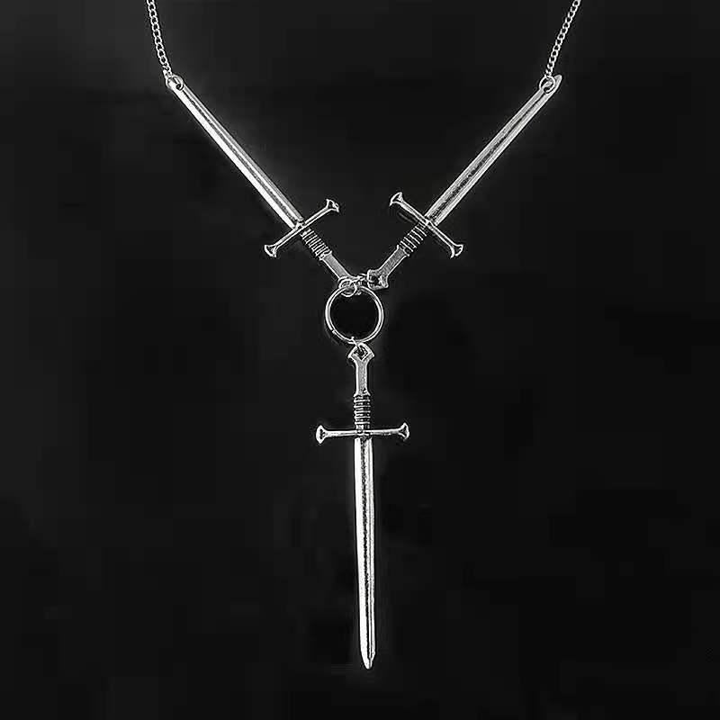 Pendant Necklaces Goth Sword Necklace The Sacred Gothic Witch Punk Jewelry Party Rock Grunge Fashion Chain Women Gift