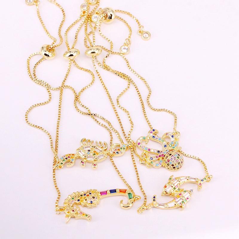 Link, Chain 6PCS, Rainbow Crystal Animal Connector Bracelets Fashion CZ Micro Pave Colorful Zirconia Lady Girl Elegant Jewelry Gifts