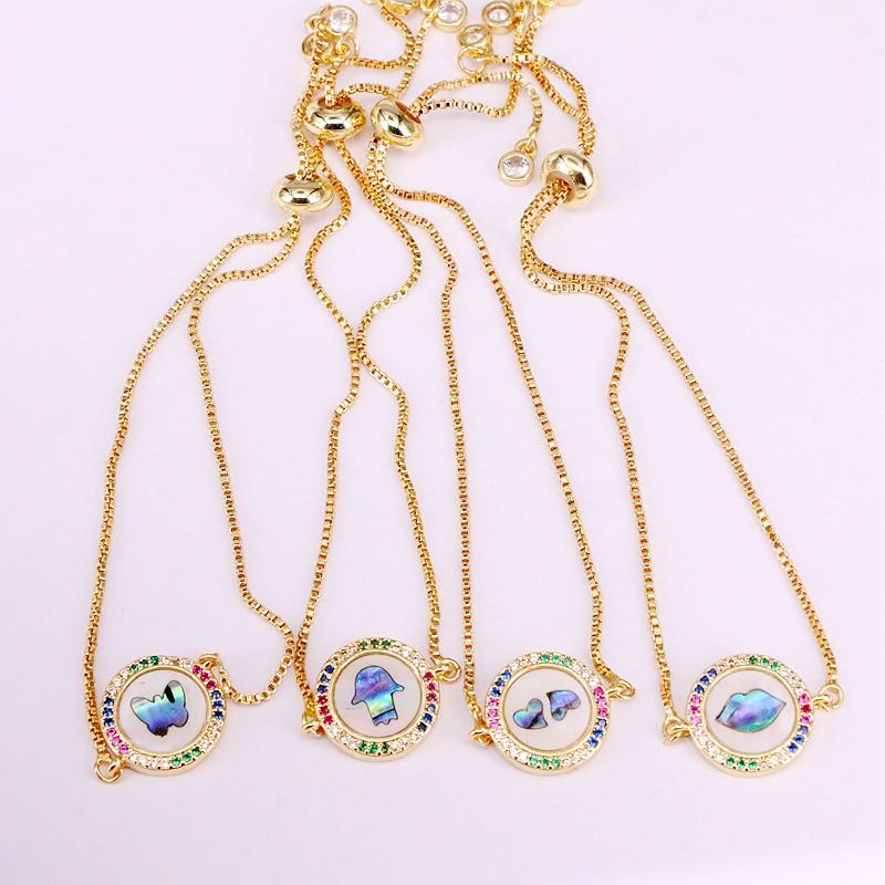 Link, Chain 12PCS, Rainbow Fashion CZ Micro Pave Crystal Bracelets Colorful Zirconia Abalone Shell Elegant Jewelry Gifts