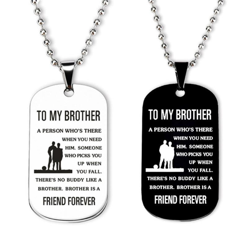 Keychains Inspirational Brother Gifts Always Remember You Are Braver Stainless Steel Dog Tag Pendant Chain Necklace Family Friends Jewelry