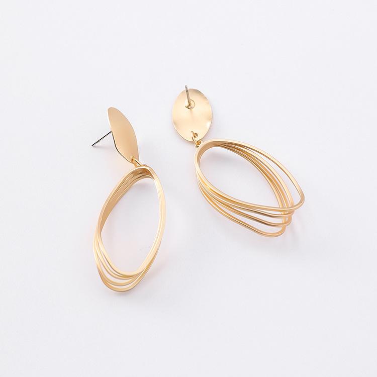 Dangle & Chandelier 2021 Korean Style Lovely Metal Geometric Oval Earrings Fashion For Women Jewelry Pendientes Mujer Moda Cute Gift