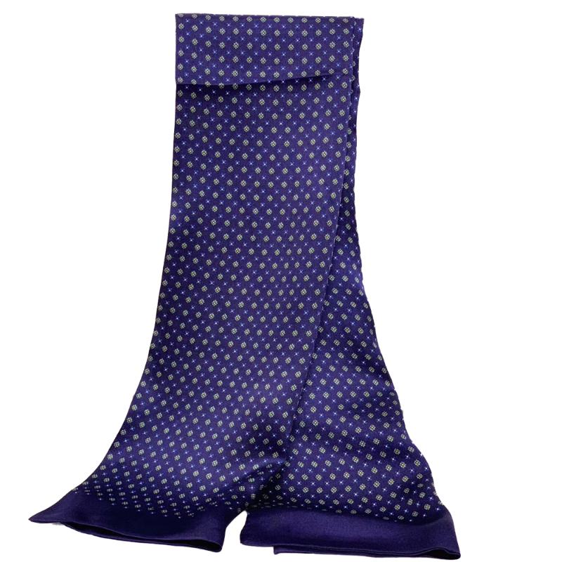 Scarves Men&#039;s Real 100% Pure Silk Scarf Double Layer Vintage Neckerchief Floral Pattern Blue Red Black Brown