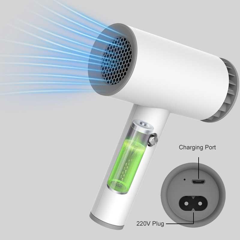 Electric Hair Brushes Dryer Portable Wireless USB Rechargeable Quick Dry Low Noise Blow Smart Cordless Travel 2-Mode