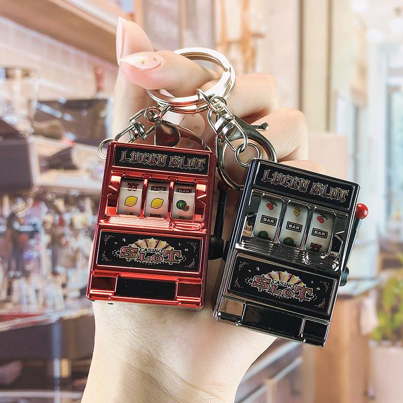 Keychains Mini Slot Machine Key Chains Pocket Fruit Lucky Jackpot Gadget Antistress Toys Funny Games Keychain