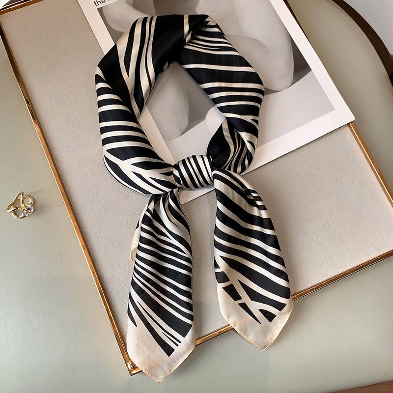 Scarves 2021 Silk Square Scarf For Women Zebra Print 70cm Satin Neck Hair Tie Band Bag Warp Soft Neckerchief Hijabs Head Female