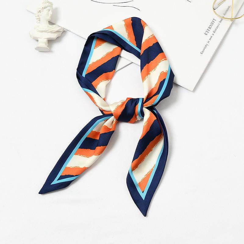 Scarves Stripe Skinny Silk Scarf For Women Fashion Choker Design Office Lady Bandana Headband