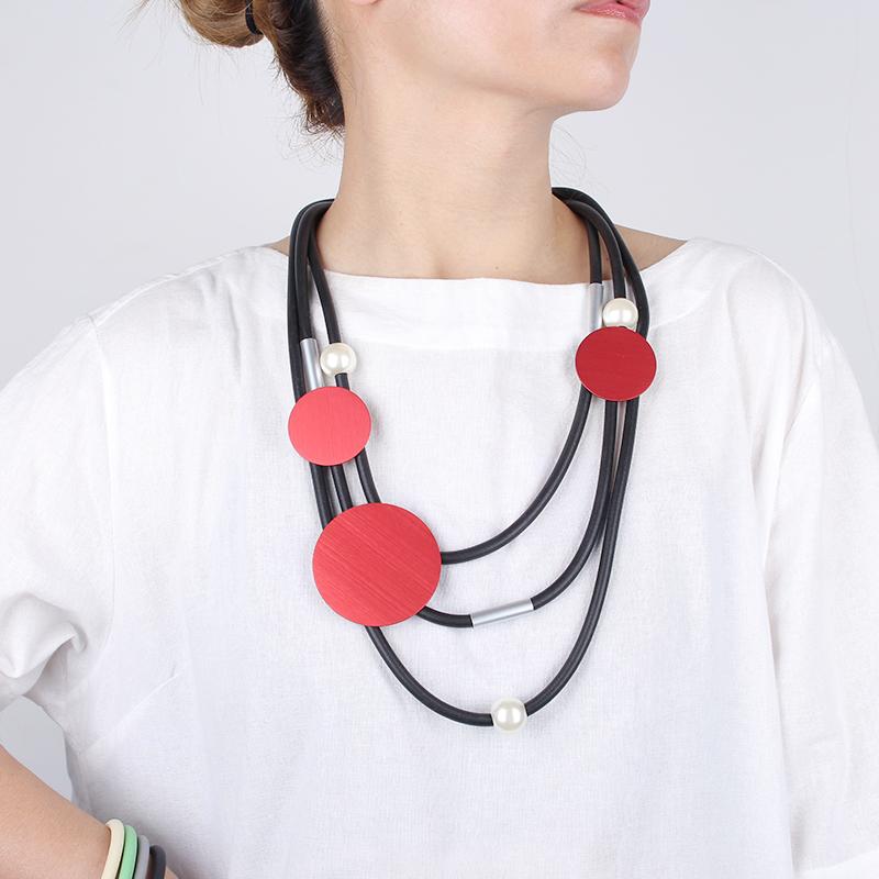 Chokers Layered Pearl Pendant Jewelry Women Red Metal Necklace Punk Style Clothes Accessories Handmade Necklaces Wholesale Jewellery