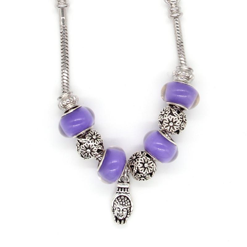 Beaded, Strands SANYU 2021 Fashionable Purple Romantic Love Charm Bracelet Character Image Lobster Buckle Ladies Christmas Gift Jewelry BR-1