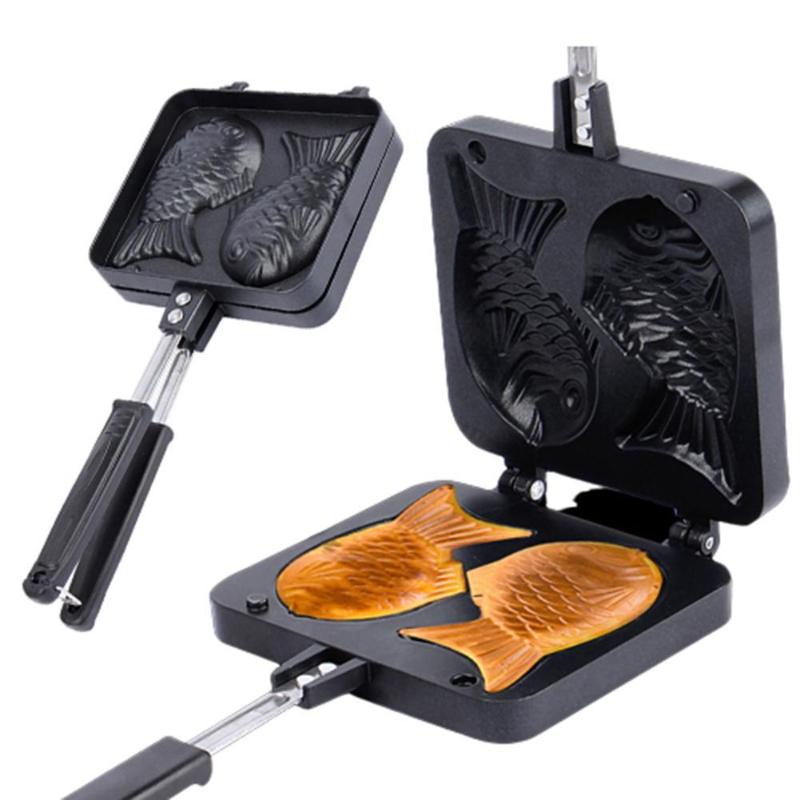 Baking Moulds Non-stick 2 Molds Taiyaki Fish Cake Waffle Mold Maker DIY Muffins Mould Bakeware Home For Kitchen Dessert Cooking Pan Plate