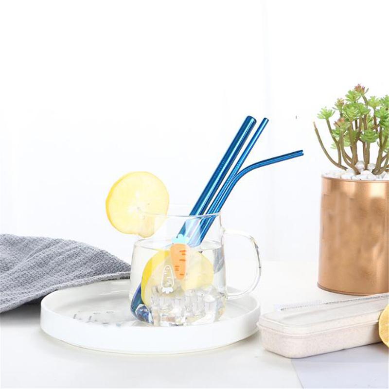 Drinking Straws 4Pcs-Set Stainless Steel With Cleaner Brush Reusable Metal Portable 5 Colors Juice Straw Clean
