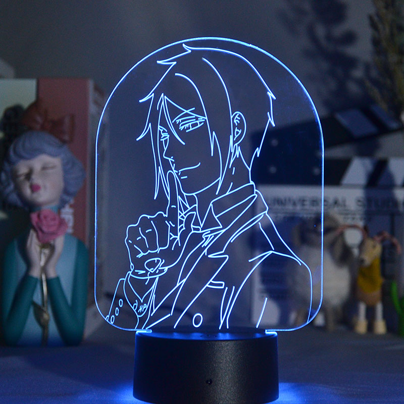 Acrylic 3D Night Light LED Anime Nightlight Black Butler Table Lamp Smart Phone Control Cool Kids Birthday Gift Bedroom Atmosphere Decoration