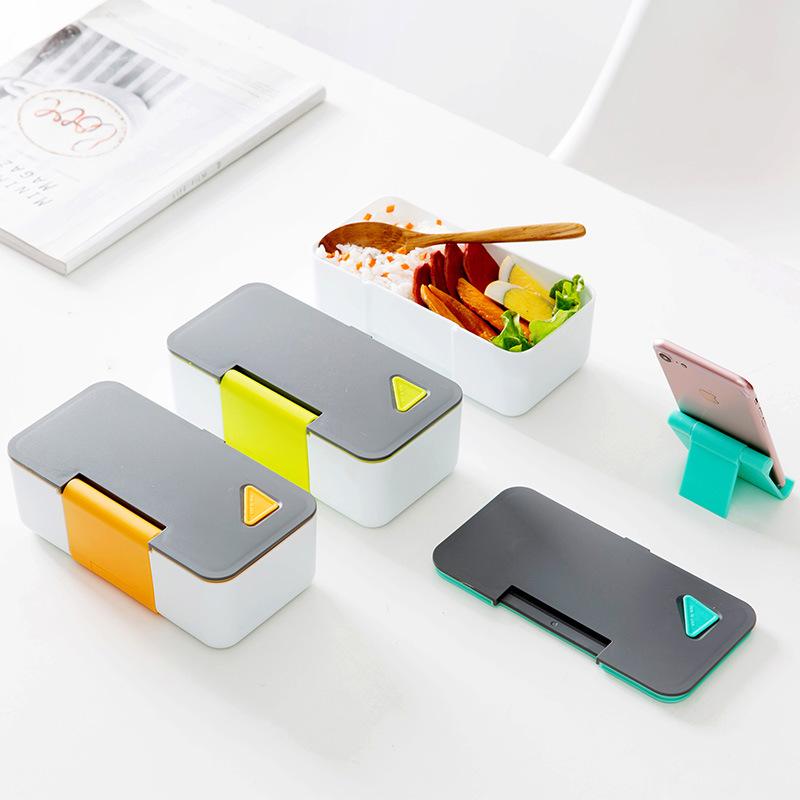 Dinnerware Sets ONEUP 650ML Microwavable Lunch Box Creative Phone Stand Bento Portable Container For Kids Picnic Office Workers School