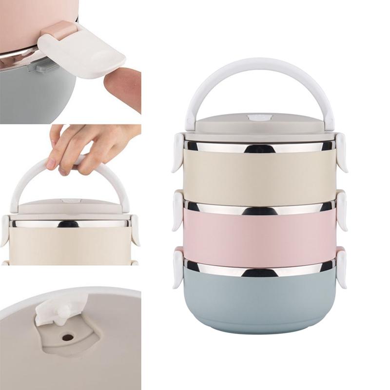 Dinnerware Sets 304 Stainless Steel Thermal Lunch Box Office Worker Bento Two-three-four Layer Student Children Storage Container Store