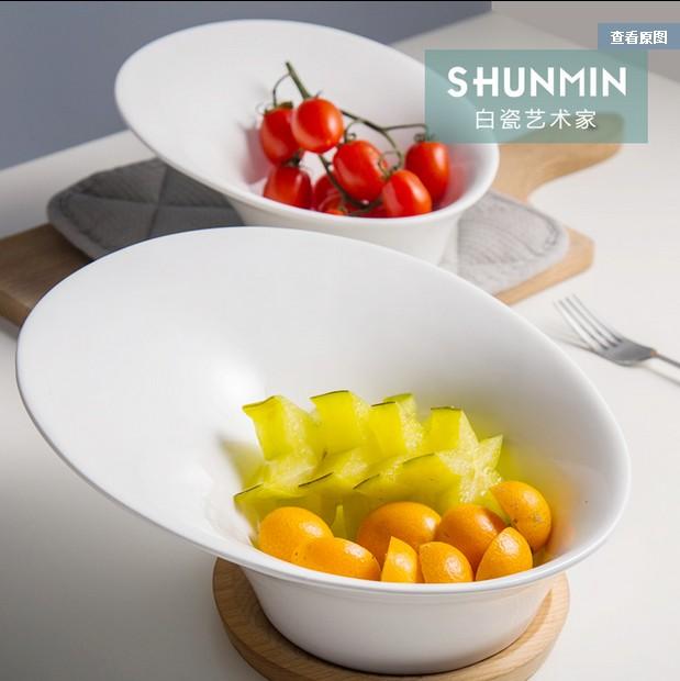 Dishes & Plates And Cold Dish Shaped Ceramic Tableware Pin Personality Salad White Household Bowl Cap Creative El