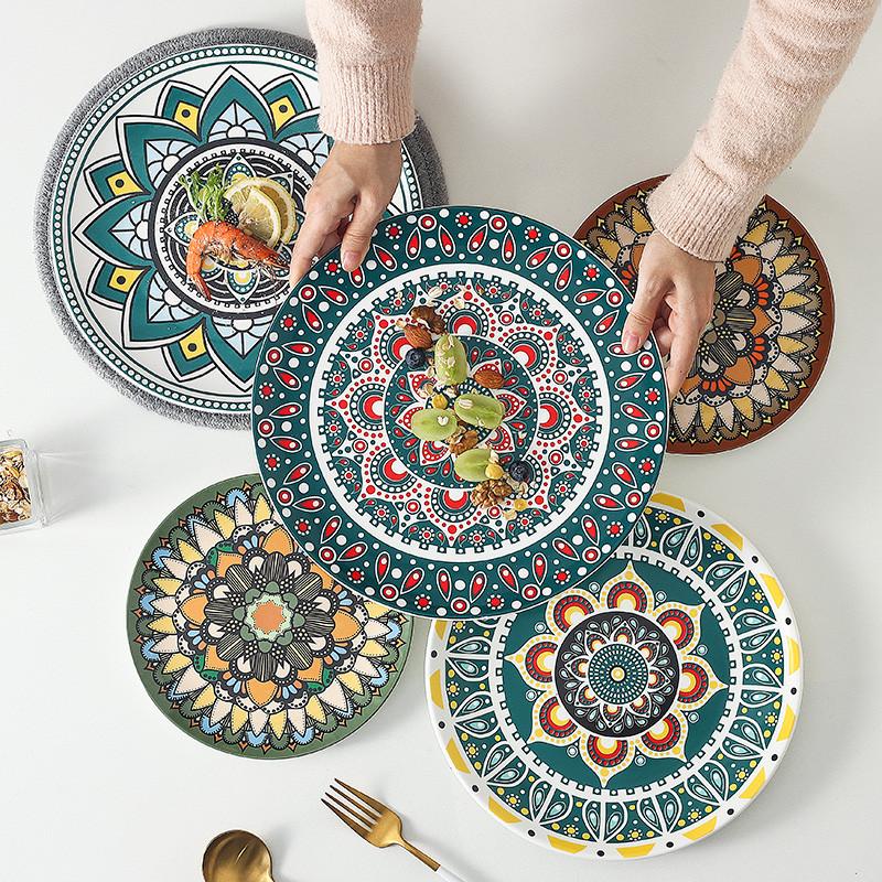 Dishes & Plates Nordic Style Ceramic Round Plate Steak Western Tray High-quality Bar Display Background Handmade Art Kitchen Tableware