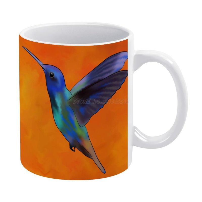 Mugs Figurieros V1-colourful Colibri White Mug To Friends And Family Creative Gift 11 Oz Coffee Ceramic Bird Colourfu