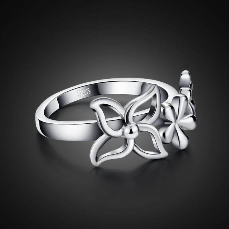 Cluster Rings 100% 925 Sterling Silver Beautiful Flower Girls Children Finger Women Tail Refer Ring Charm Fine Jewelry Gift