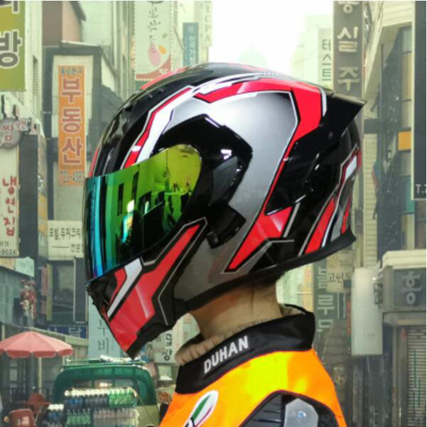 Men&#039;s and women&#039;s electric motorcycle helmets, double mirror tail helmet