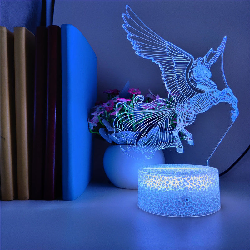 Bedroom Desk Lamp 3D LED Unicorn Night Light USB Powered Nightlight Animal Atmosphere Club Home Party Decor APP Control