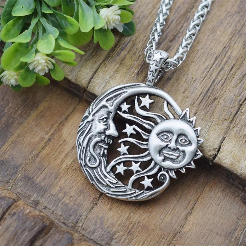Pendant Necklaces Fashion Sun Moon Star Necklace Charm Chain Witchcraft Pagan Jewelry Engagement Wedding Gift