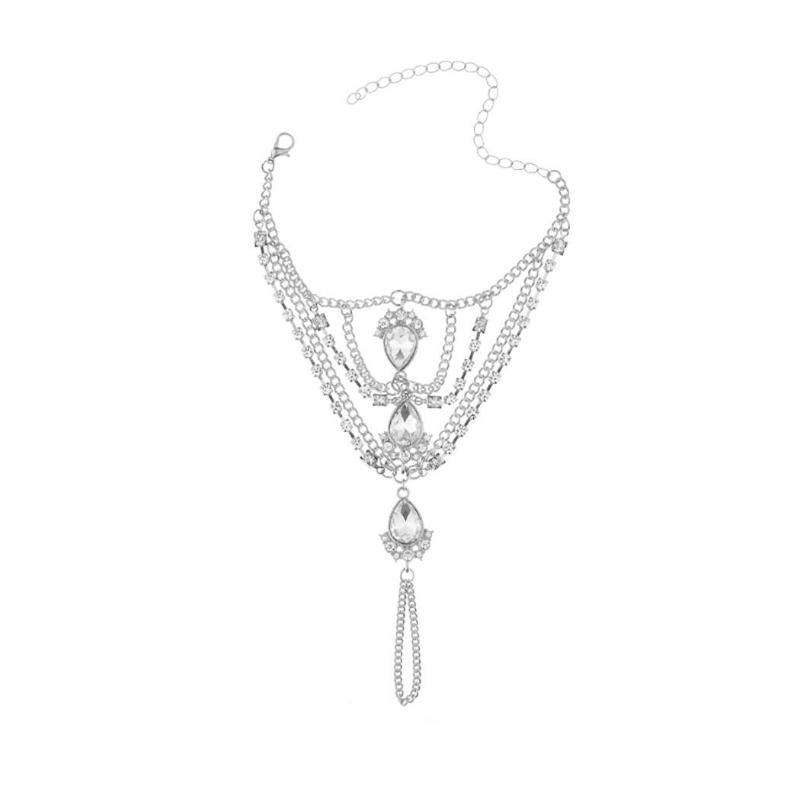 Link, Chain Women Fashion Hollow Out Rhinestone Tassel Link Pendant Bracelet Casual, Street, Party, Club, Etc Gift