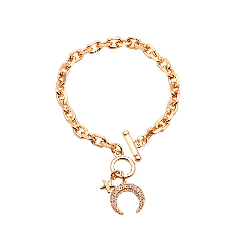 Charm Bracelets Women&#039;s Rhinestone Star Gold Sivery Link Chain Bracelet Jewelry Gift For Female Hand Accessories 2021