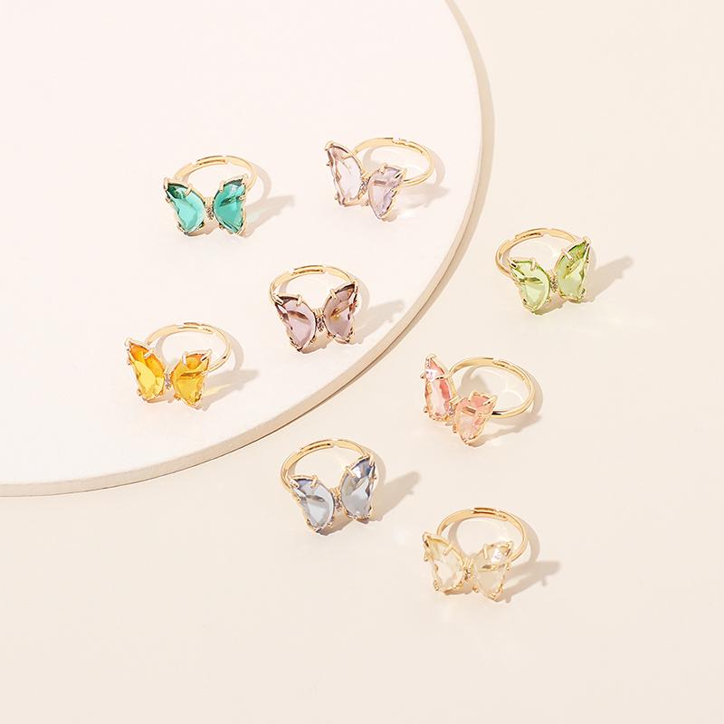 Cluster Rings 1Pc Butterfly Ring Adjustable Purple Fashion Temperament Sweet Romantic Female Jewelry Girl Wedding Gift