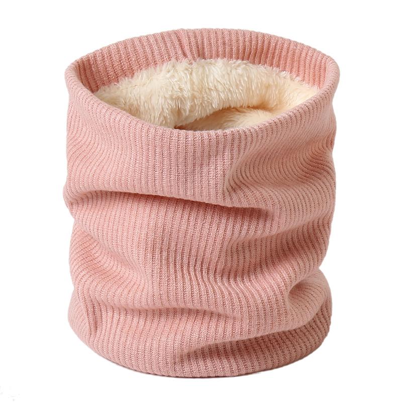 Scarves Bib For Men And Women With Plush Thermal Head Scarf Vertical Stripe Pure Color Knitted Neck Cover High Collar
