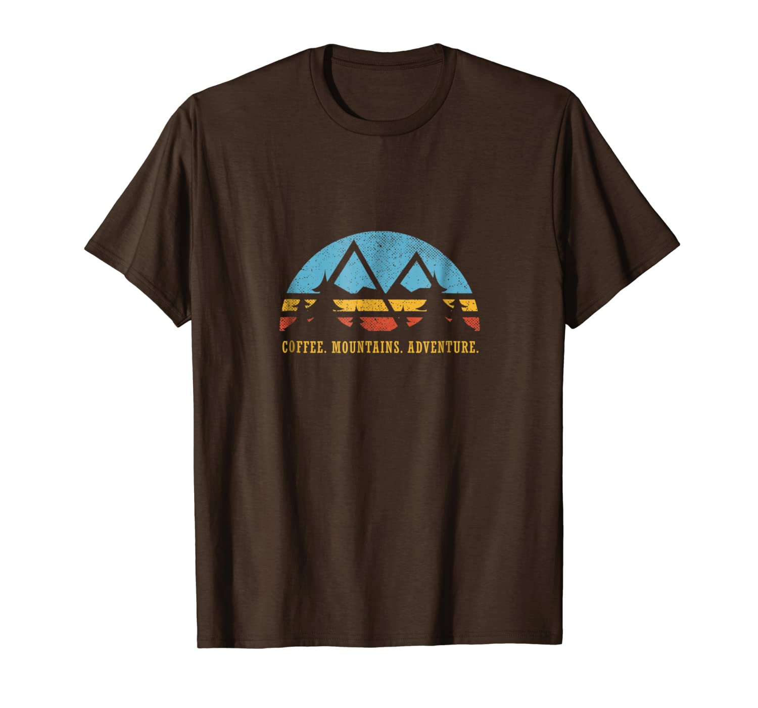 Retro Sunset Hiking Shirt Coffee Mountains Adventure Gift