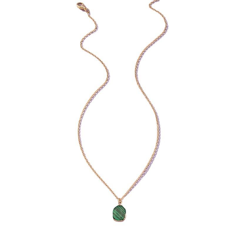 Pendant Necklaces 2021 Ins Gold Chain Green Resin Stone Irregular Choker Korean Fashion Black Cord Jewelry Minimalist Minimalism