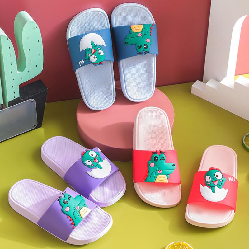 Slippers Parent-Child Couples Cute Cartoon Dinosaur Shoes House Non-Slip Pool Slides Home Pantoufle Femme #G35