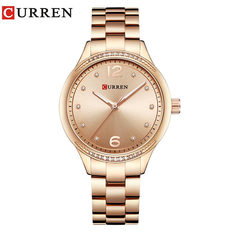 Wristwatches CURREN Brand Fashion Dress Quartz Ladies Watch Crystals Full Steel Women&#039;s Women Gifts Clock Relogio Feminino