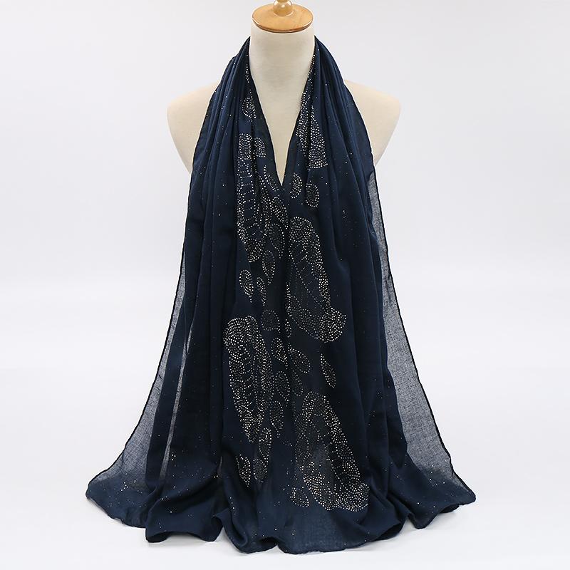 Scarves Cotton Diamond Hijab Scarf Glitter Cashew Shimmer Shawls Fashion Muslim Wrap Headband Lady 1PC Retail