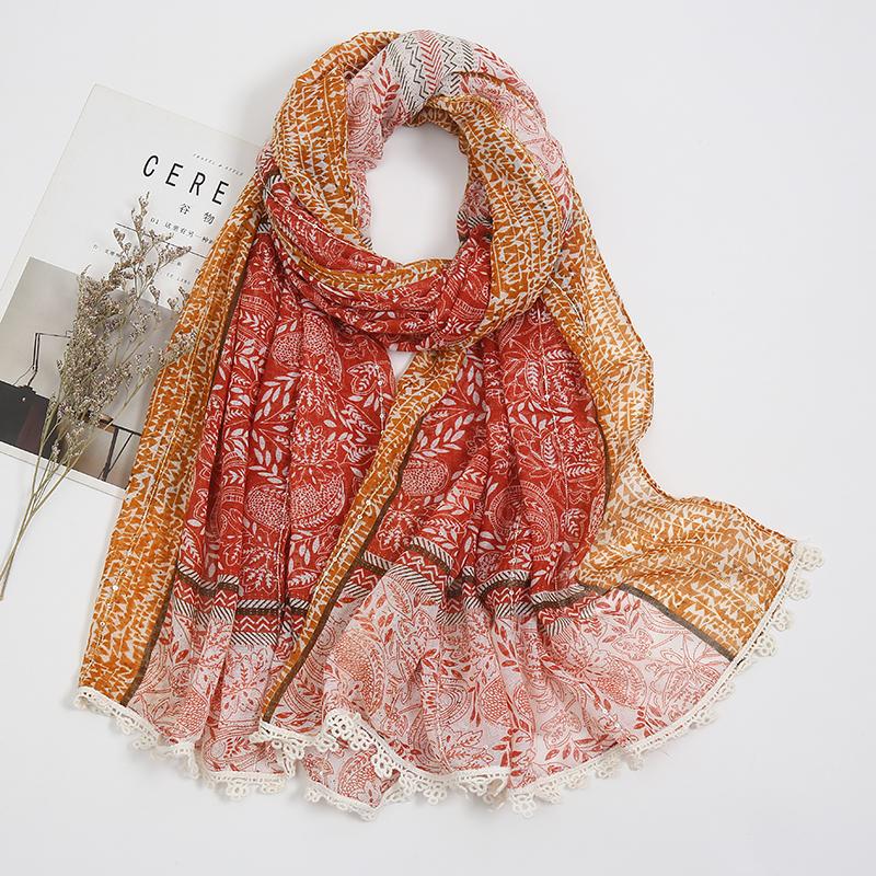 Scarves 2021 Fashion Summer Women Scarf Bohemia Flower Beach Hijab Shawls And Wraps Female Foulard Echarpe Designer Bandana
