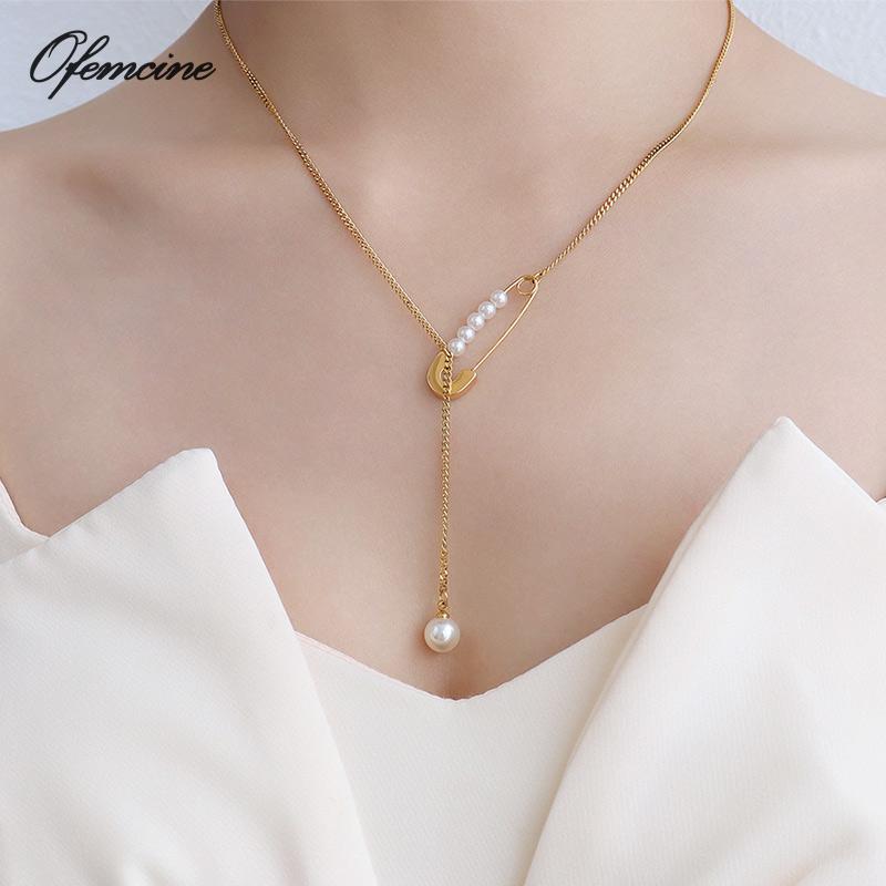 Chains Vintage Boho Gold Necklaces For Women Korean Choker Imitation Pearl Tassel Pendant Jewelry Friends Clavicle Chain Accessory