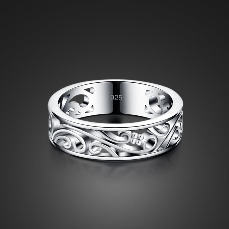 Cluster Rings Fashion Hollow Out Design Roses 100% 925 Sterling Silver Finger For Women Charm Fine Jewelry Gift