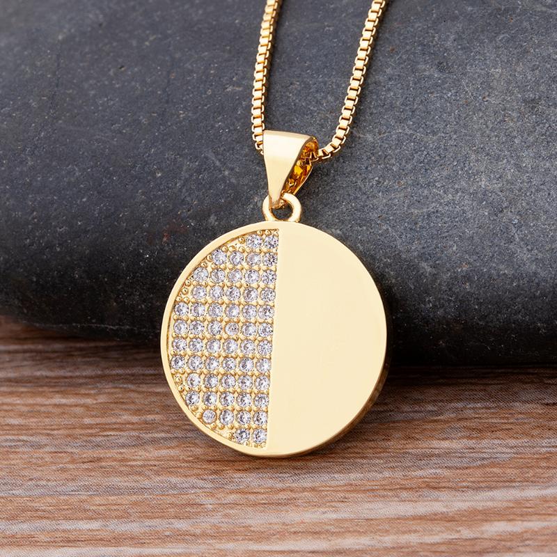 Chains Fashion Cubic Zirconia Necklace Copper Round Moon Star Cross Necklaces Elegant Cute Party Gift Jewelry For Women Girl