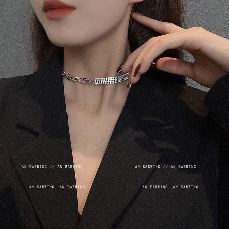 Chokers Xxixx Stitching Titanium Steel Zircon Necklace Trend Fashion Choker Personality Clavicle Chain Wild Short Female
