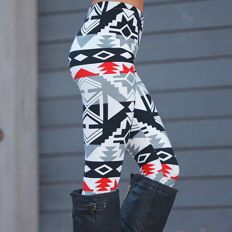 Women&#039;s Pants Geometric Irregular Pattern Printed Pencil Leggings A961