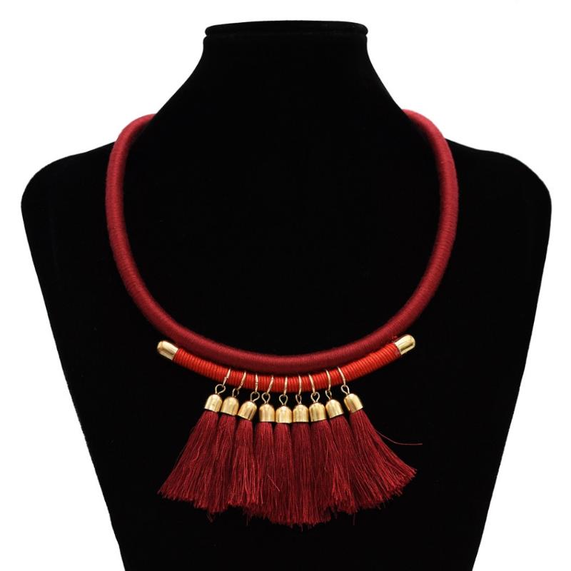 Chokers 3 Colors Bohemain Leather Rope Chain Necklaces Ethnic Fringe Tassel Pendant Choker For Women Wedding Party Jewelry