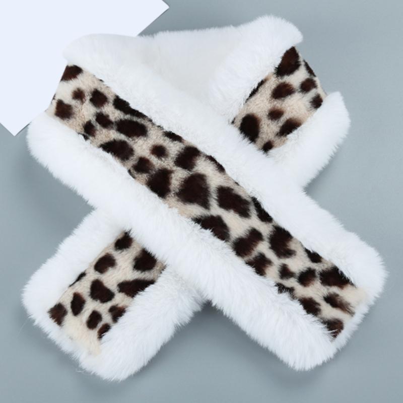 Scarves Ladies Scaves Plush Thick Leopard Patchwork Collar Cape Shawl Fashion Crossover Scarf Winter Female Warm Neckerchief